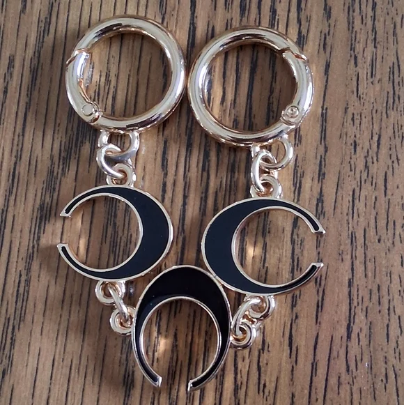 Gold and Black Crescent Purse Strap Extender/Keychain NWOT - Picture 1 of 5